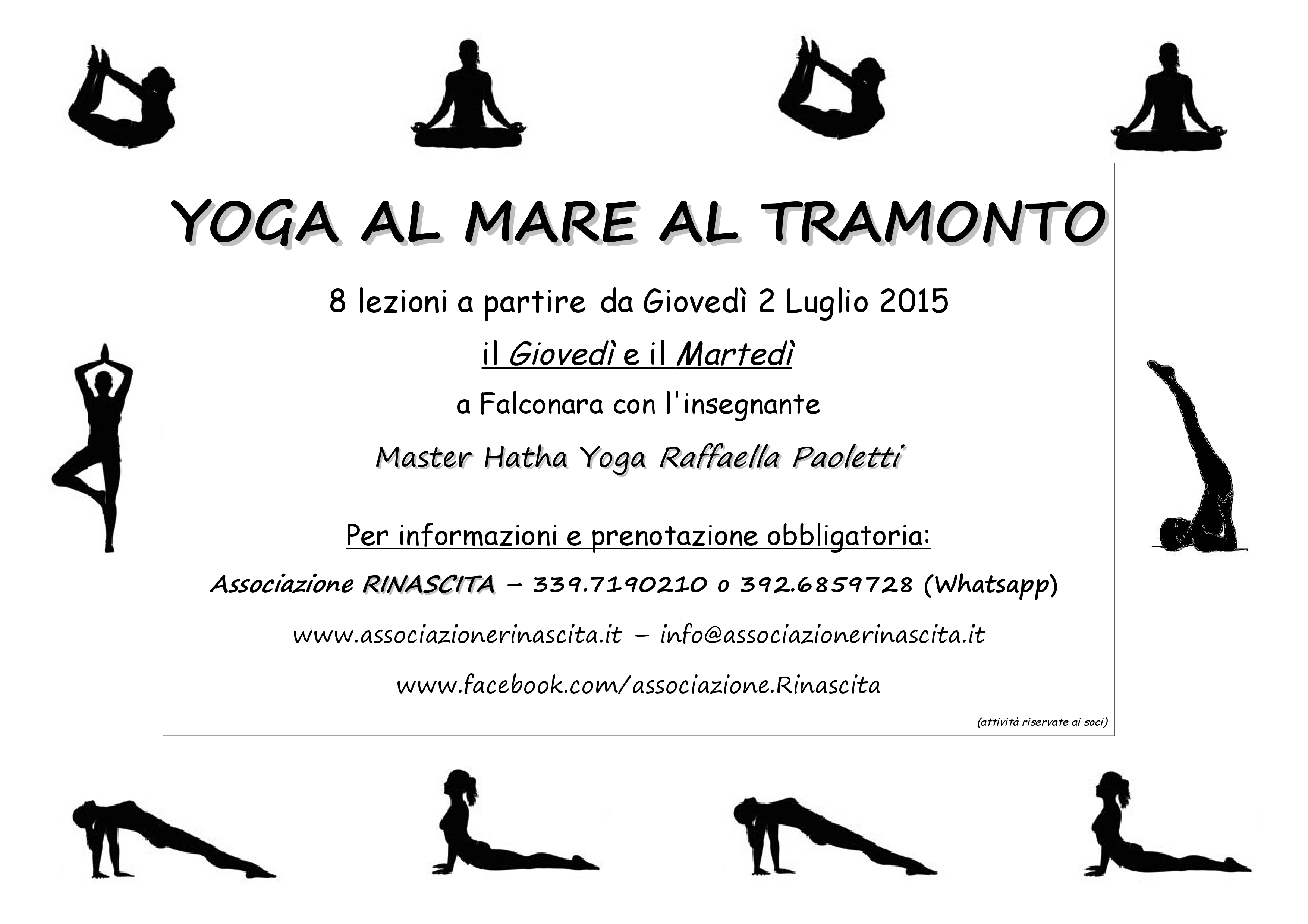 Lezioni di Yoga al Mare al Tramonto a Falconara il Martedì e il Giovedì a partire dal 2 Luglio